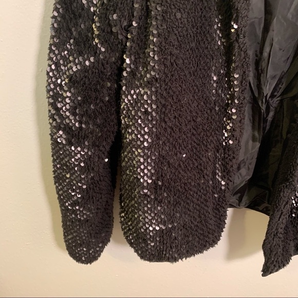 Vero Moda Starlight Jacket Black Sequin Teddy Bomber - Picture 5 of 12
